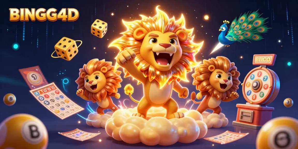 BINGO4D menampilkan kemeriahan bingo dengan karakter lucu dan permainan menarik dalam ilustrasi 3D.