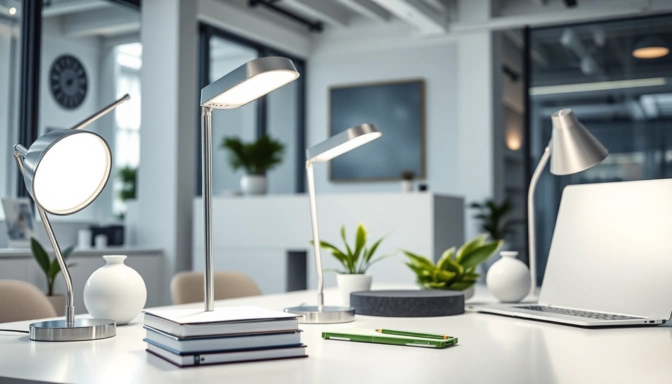 Showcasing ELC Lamps Online in a sleek, modern office environment.