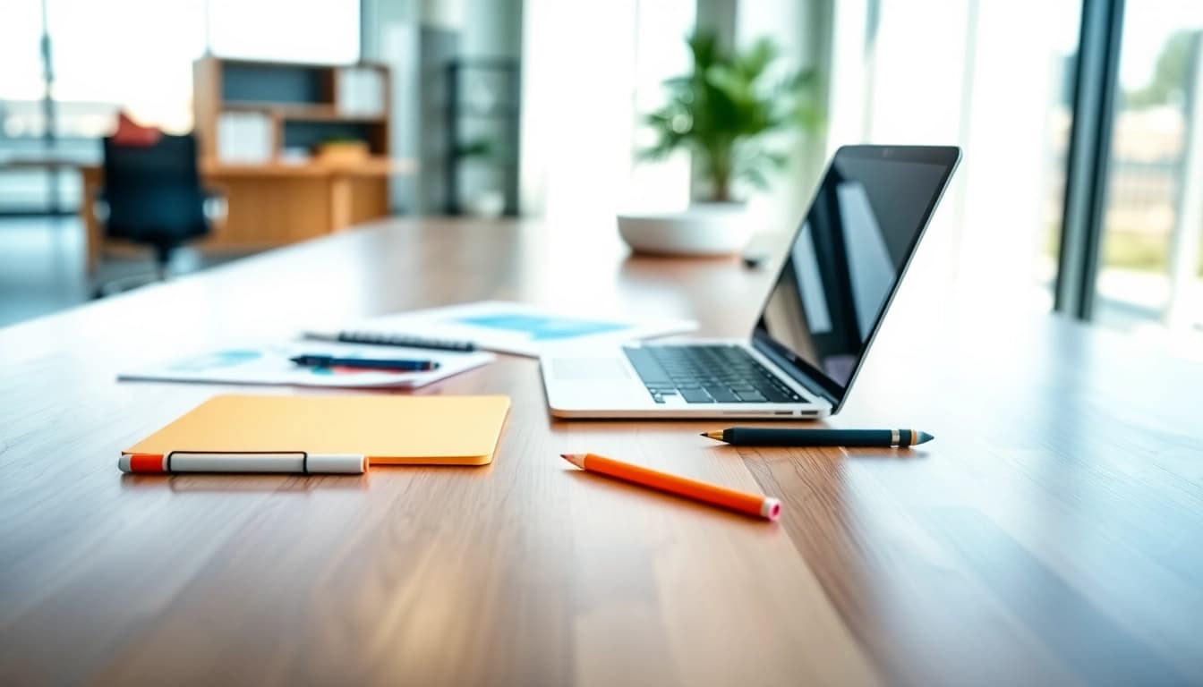 Engaging scene of Proposal Writing and Management with a modern workspace setup focusing on creativity and professionalism.