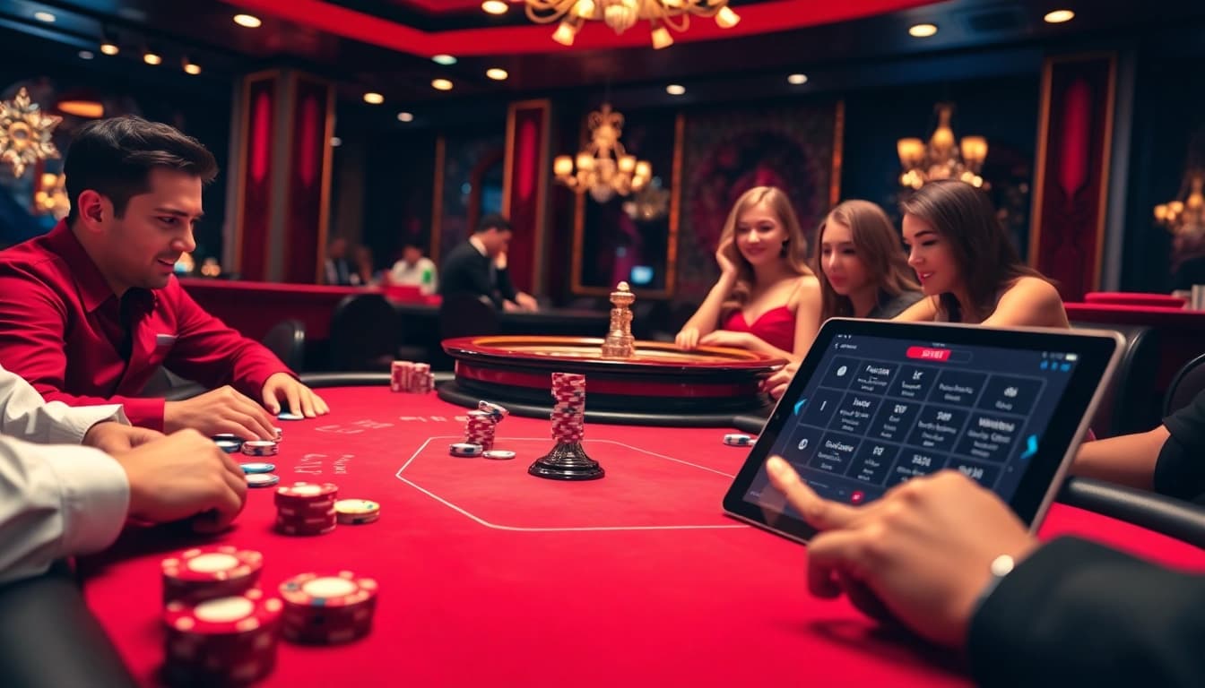 S88BET players enjoy a high-stakes poker game with colorful chips and sleek betting options.