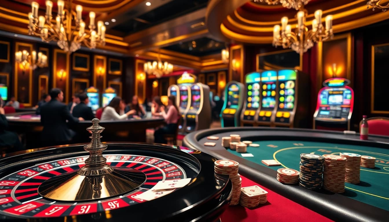 Vivez des sensations fortes à une table de jeu luxueuse dans une atmosphère de casino en ligne Français 2026.