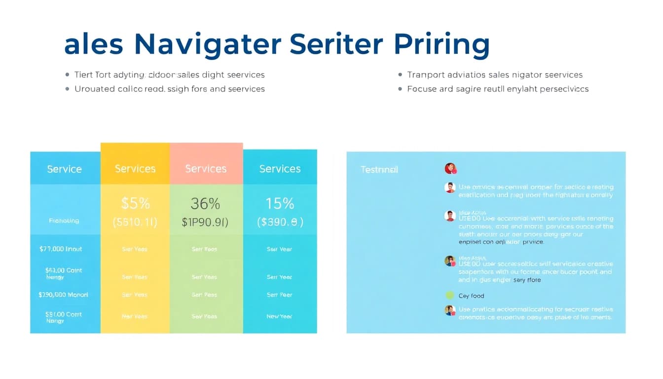 Illustration of sales navigator scraper pricing tiers, featuring diverse plans and user feedback.