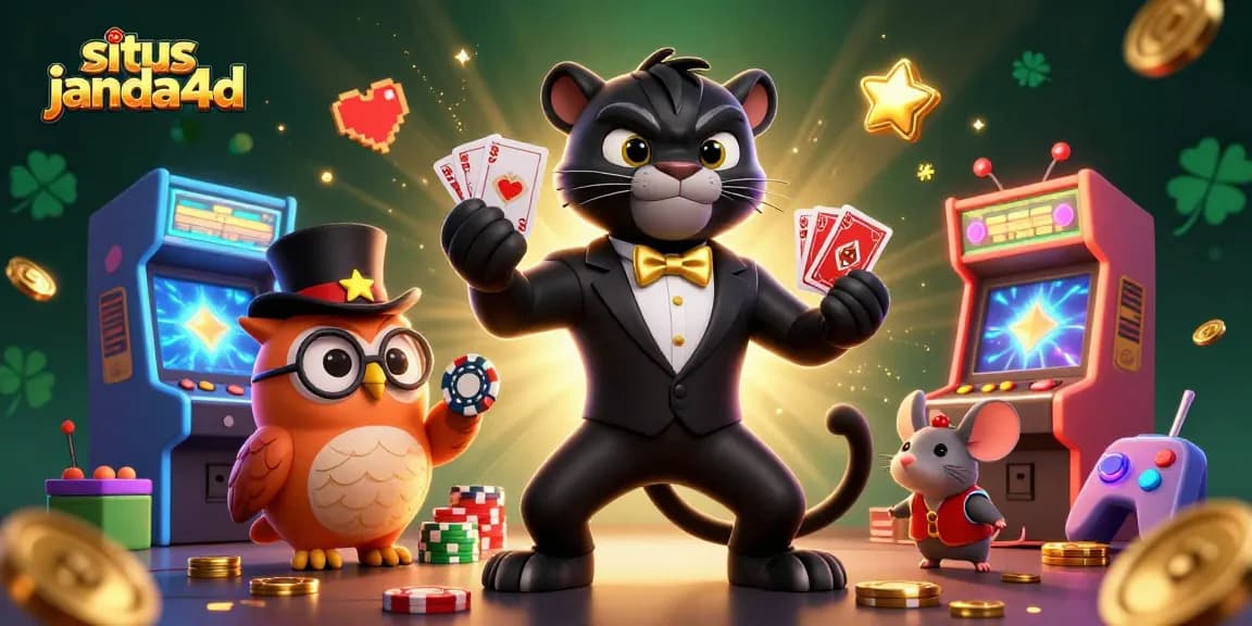 Permainan kartu di situs janda4d dengan karakter lucu dan elemen perjudian menarik.