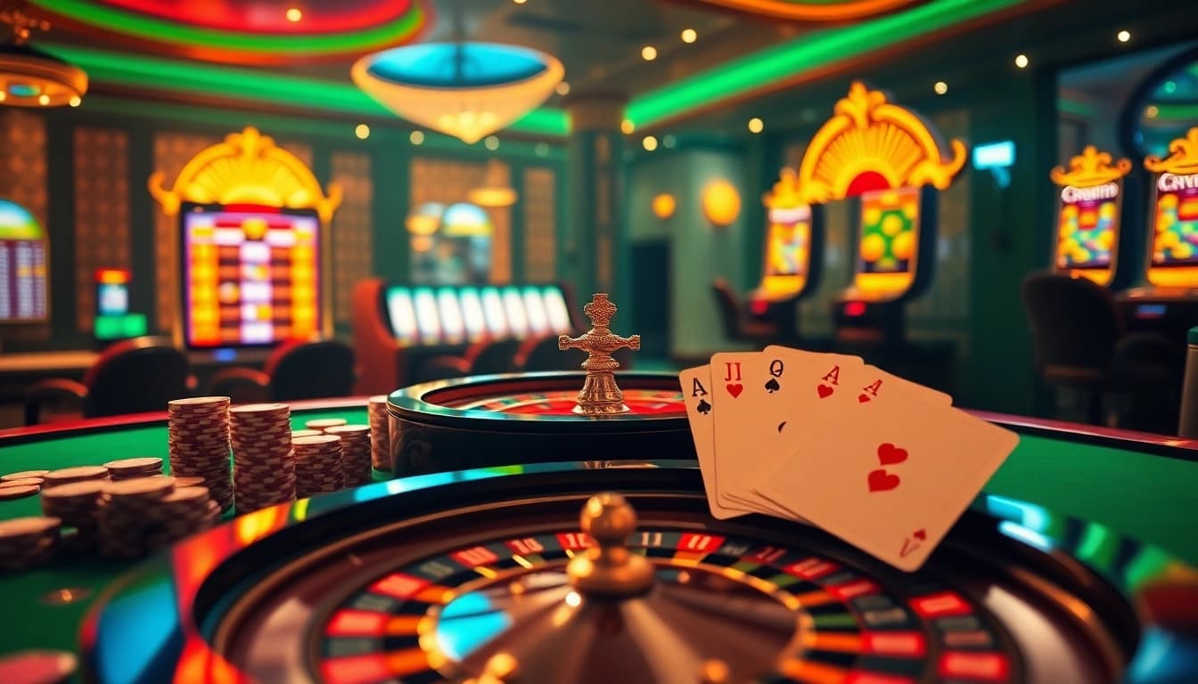 Vivez l'excitation des meilleurs casino en ligne avec des machines à sous vibrantes et des jetons de poker élégants.