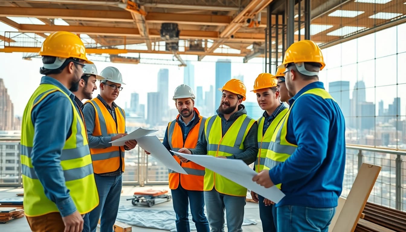 New York Commercial General Contractor working with a diverse team on a construction project