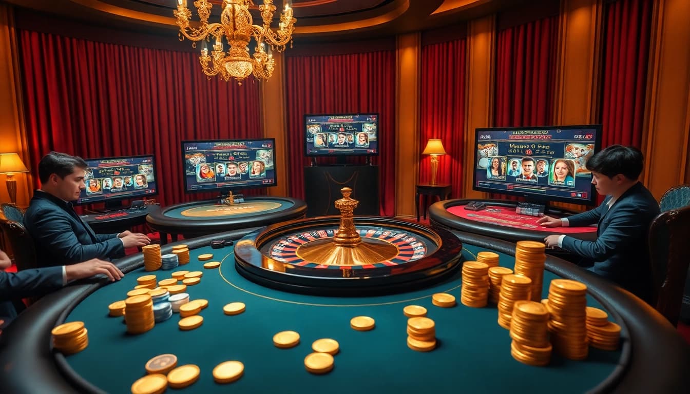 Vivez l'excitation de jouer au casino en ligne argent réel France avec des scènes captivantes de roulette et de poker.
