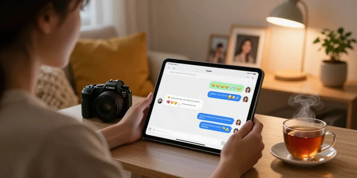 Engaging with an AI girlfriend in a cozy home office, showcasing emotional connection and technology.
