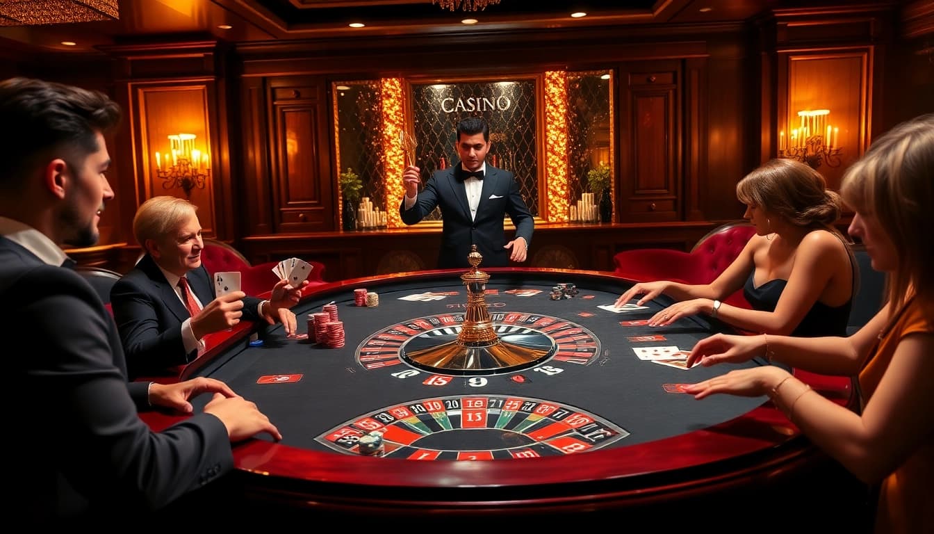 Découvrez l'excitation du meilleure casino en ligne avec des jetons de poker vibrants et des cartes colorées dans un cadre luxueux.