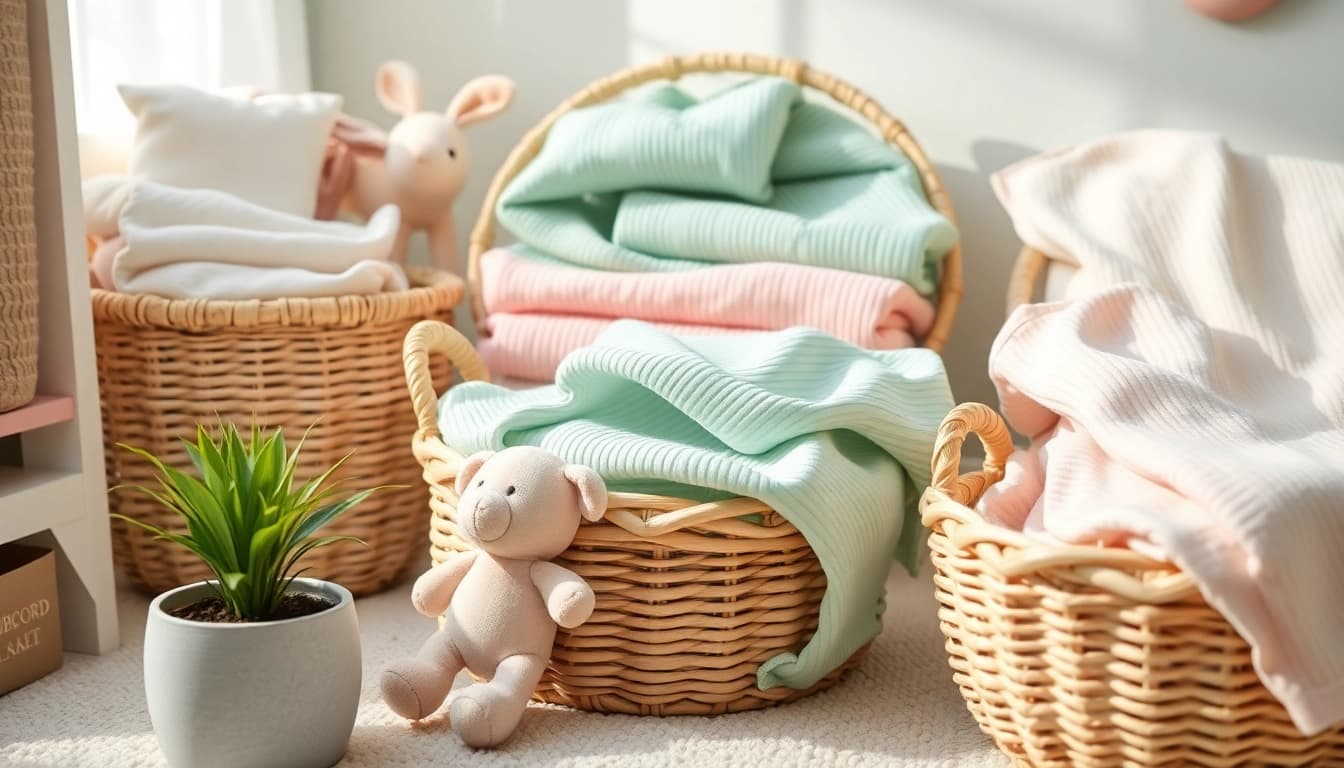 Verken ribcord stoffen in schattige babykleding en textiel voor een gezellige omgeving.