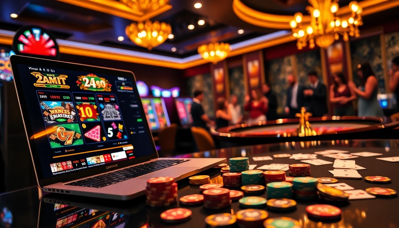 Engaging online gambling scene with a focus on Onicplay slot machines and excitement.