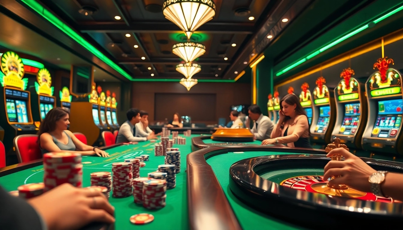 Découvrez l'excitation du casino en ligne Français 2026 avec des joueurs engagés à des tables luxueuses et des machines à sous.