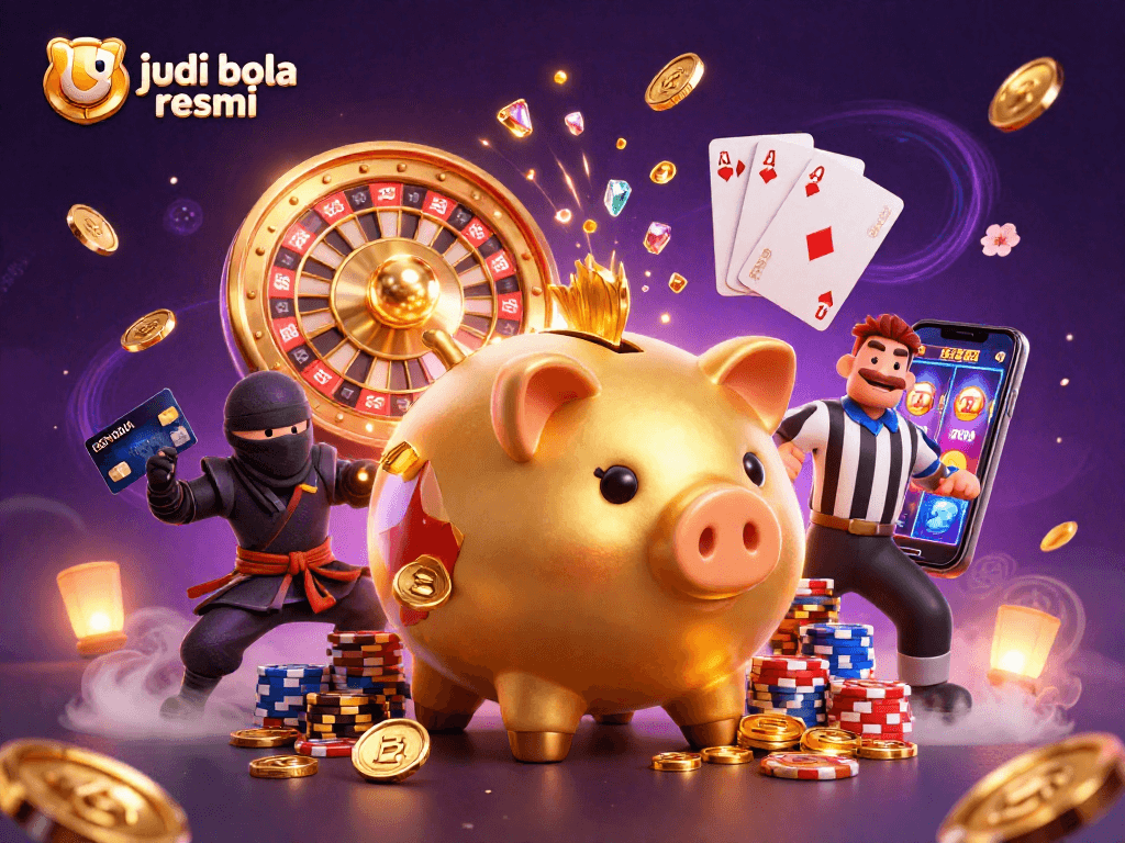 Experience thrilling sports betting with judi bola resmi in this vibrant 3D illustration.