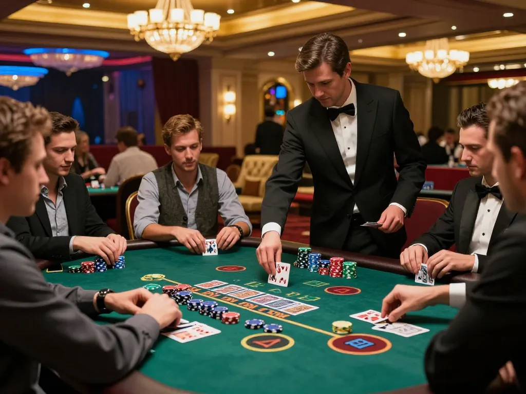 Players enjoying an intense blackjack game at the hidden wiki casino, showcasing strategy and competitive betting.