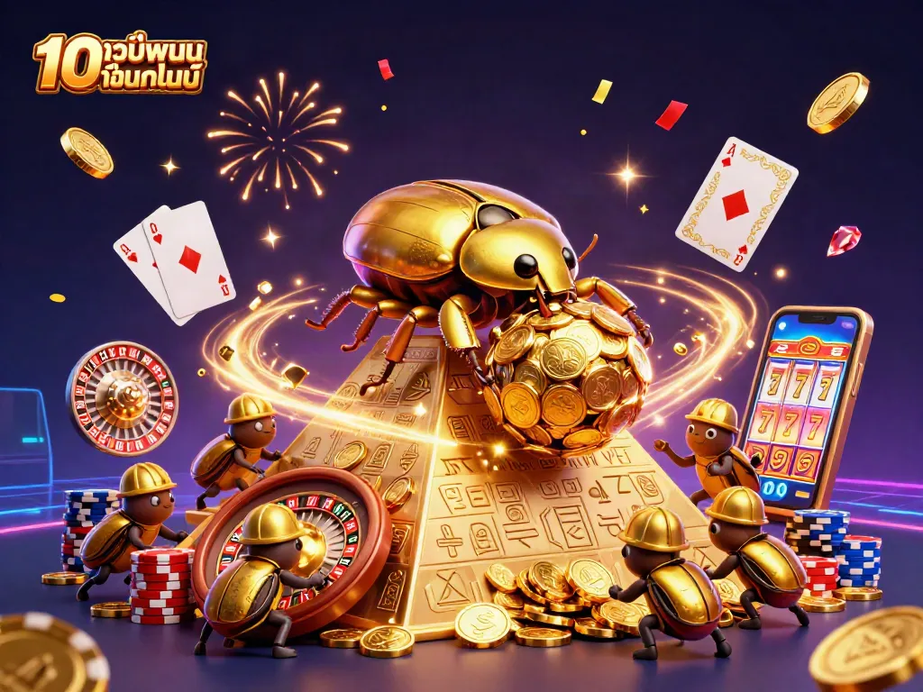การเล่นเกมคาสิโนจาก 10เว็บพนันออนไลน์ ที่เต็มไปด้วยเหรียญทอง และสัญลักษณ์โชคลาภ