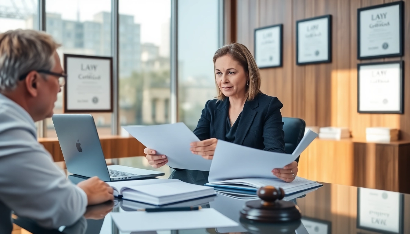Engaging conversation on Legal Recoveries between a lawyer and client in a modern office setting.