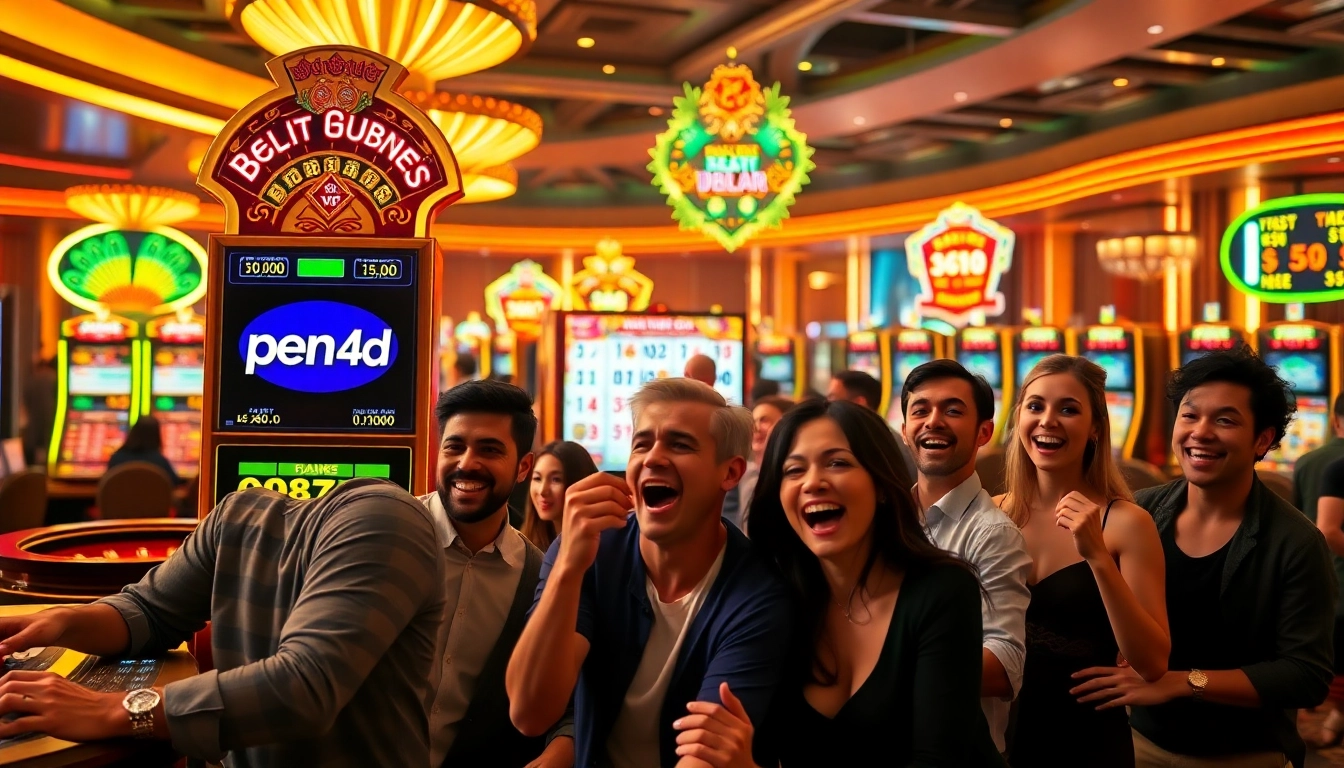 Players enjoying the thrilling slot machine experience at pen4d casino.