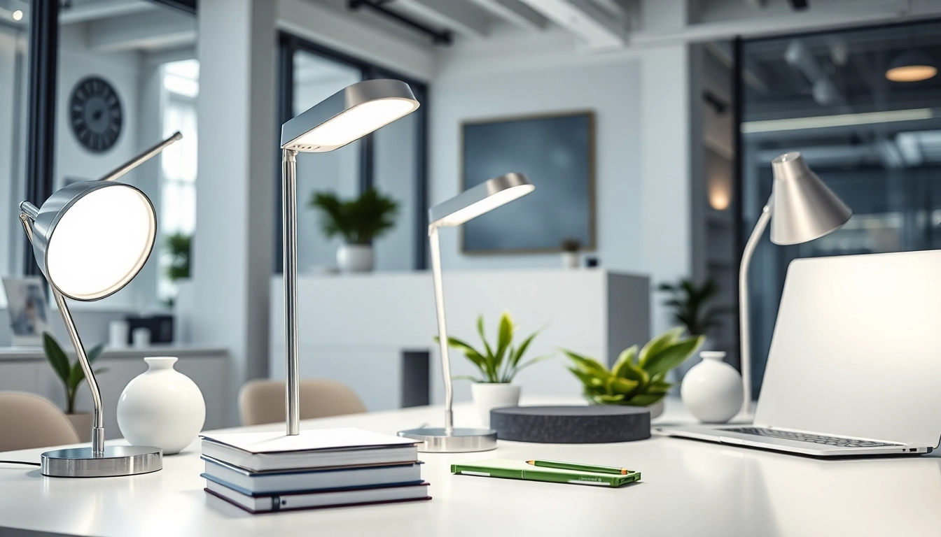 Showcasing ELC Lamps Online in a sleek, modern office environment.