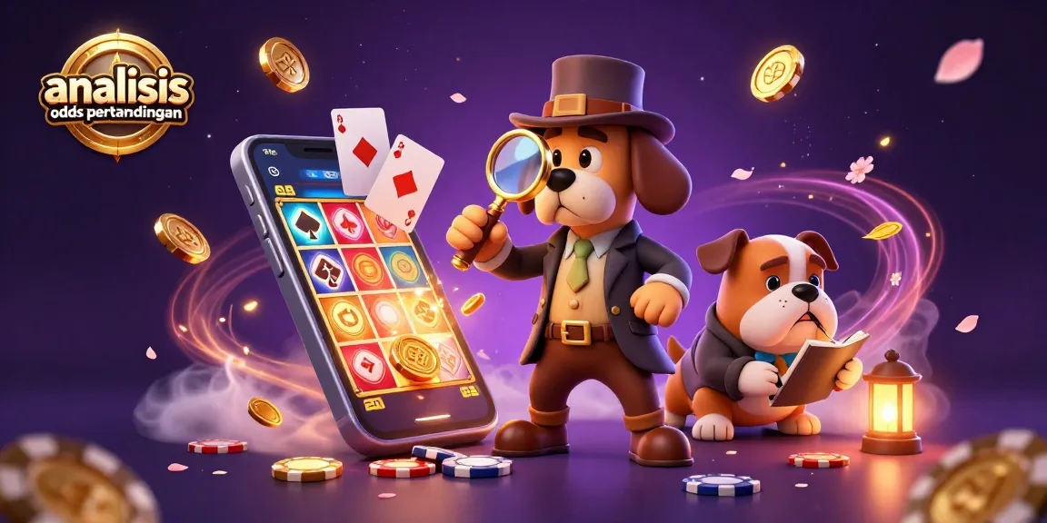 Analyze odds pertandingan with a gambling detective duo examining clues and engaging in betting excitement.