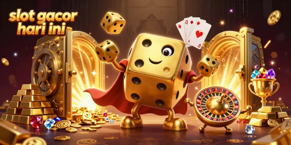 Visualisasi menarik tentang slot gacor hari ini dengan karakter gembira dan elemen permainan yang berkilau.