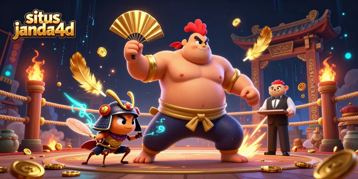 Mengambil bagian dalam situs janda4d, ayam sumo kuat bertarung di arena taruhan penuh efek.