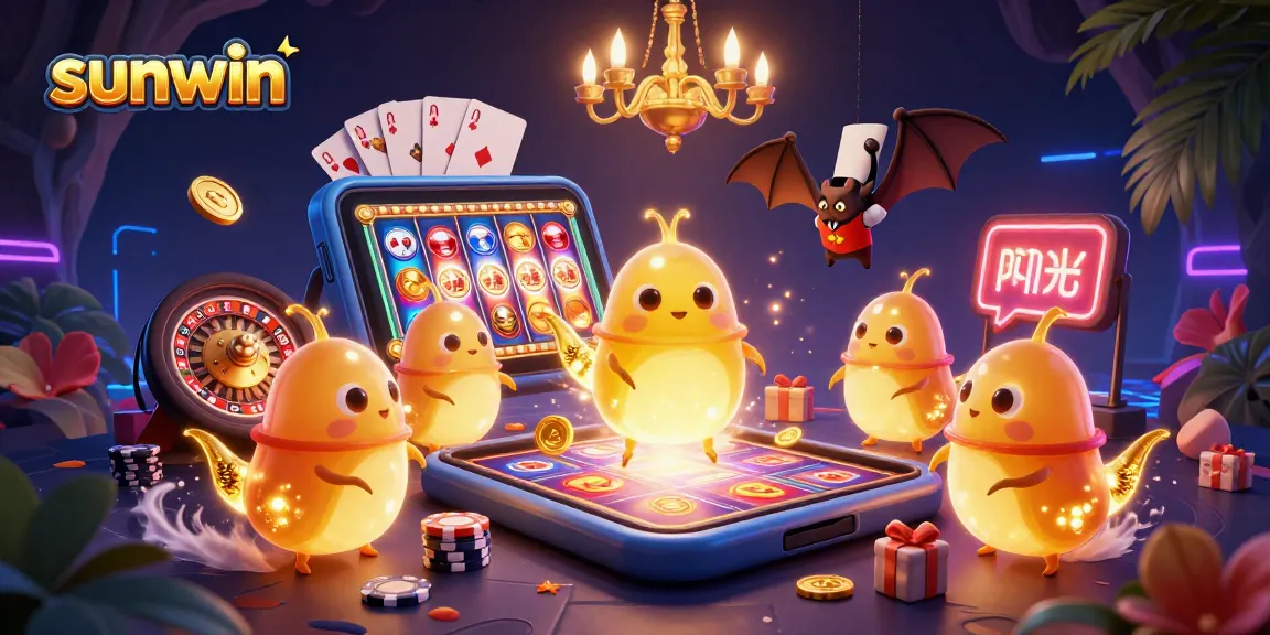 Experience sunwin's vibrant casino atmosphere with glowworms and an upside-down bat dealer.