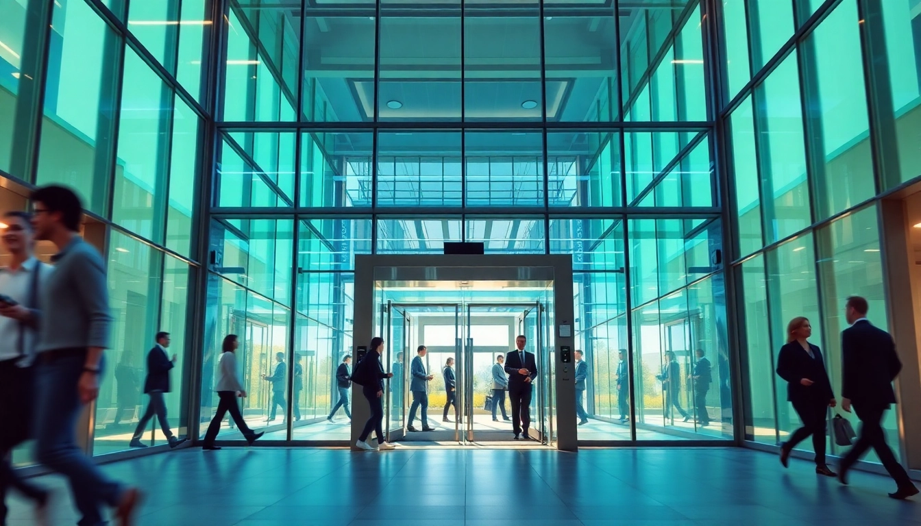 Evolution Entrance Systems showcased at a modern building, emphasizing sleek design and functionality.