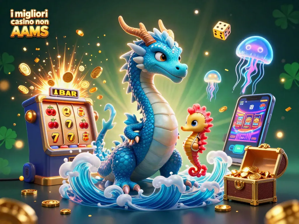 Scopri i migliori casino non AAMS con un drago d'acqua e cavalieri mentre giocano ai jackpot delle slot.
