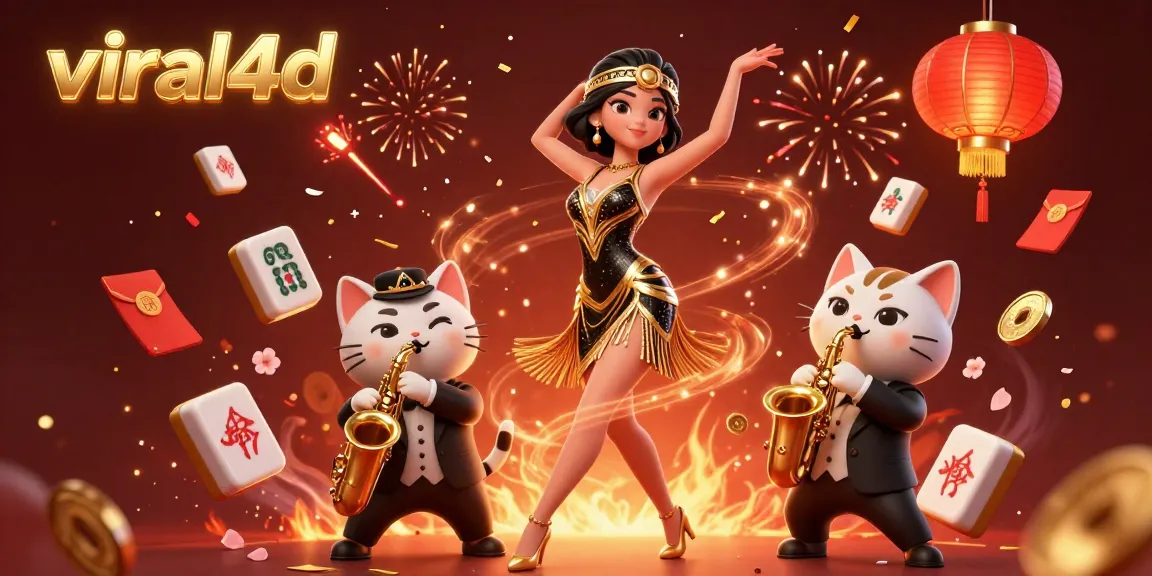 Engage with viral4d through vibrant casino-themed artwork featuring dynamic characters and mahjong tiles.