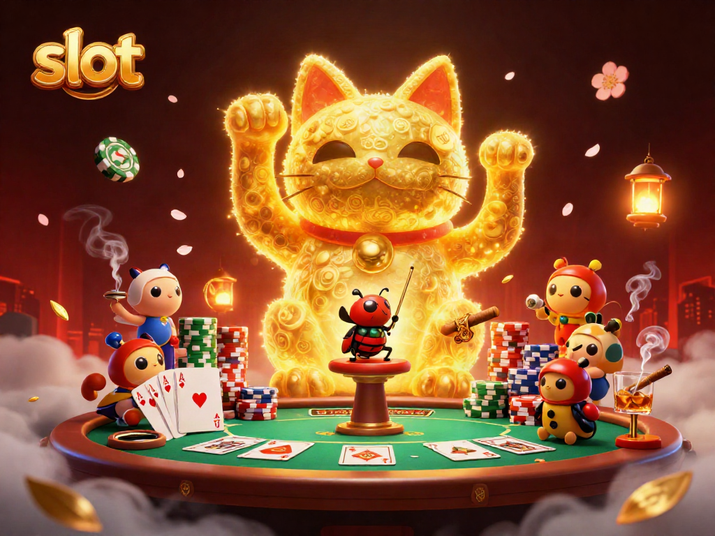 Slot menghidupkan suasana kasino dengan simbol beruntun dan peramal bertalenta dalam ilustrasi.