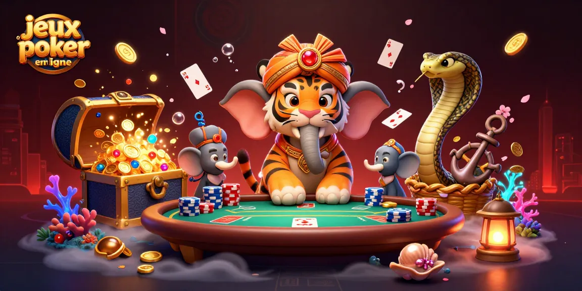 Jouer aux jeux de poker en ligne avec une illustration riche et dynamique de l'univers des tables de poker.