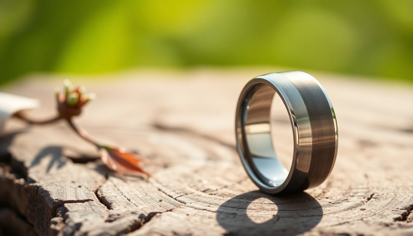 Showcase of tungsten rings highlighting their sleek design and polished finish.