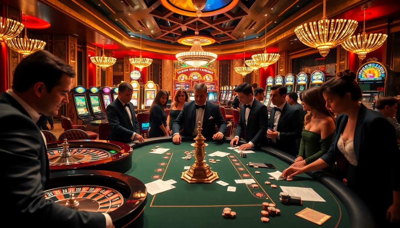 Scène d'une partie de poker à enjeux élevés, dépeignant une atmosphère de casino fiable en ligne avec des joueurs captivés.