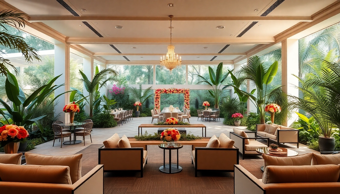 Stowe Venue Hire showcases a luxurious event space with elegant décor and landscaped gardens.