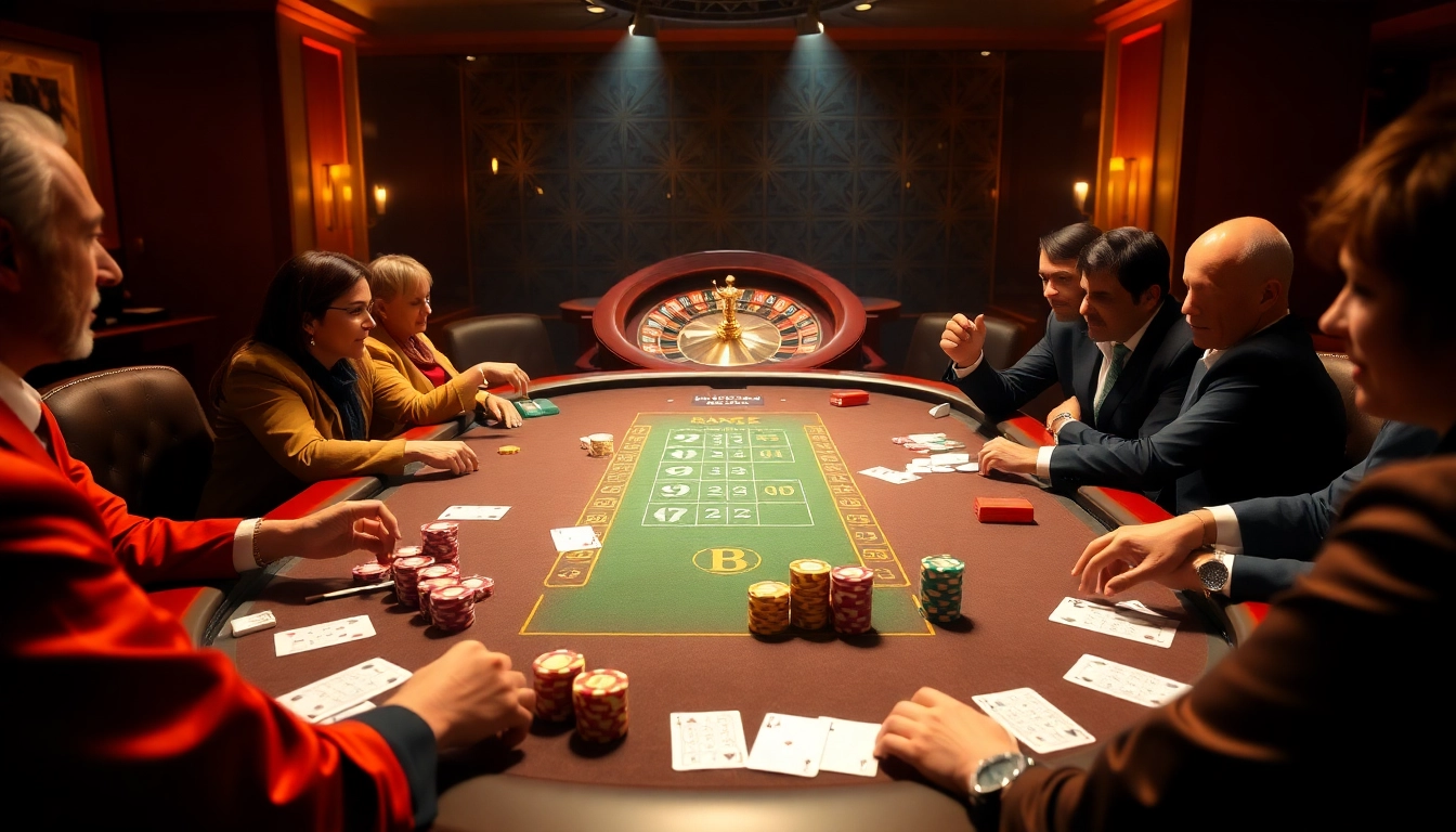 Excited players at a poker table exploring hidden wiki links in a vibrant casino atmosphere.