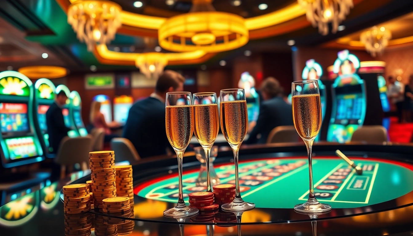 Scène de casino en direct passionnante avec des joueurs de poker et des tables de roulette au casino en ligne Français 2026.