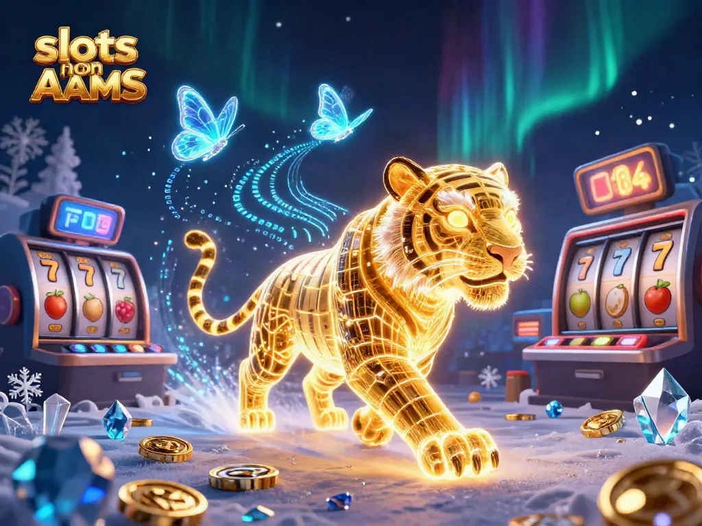 Gioca alle slots non AAMS in un lusso virtuale con tigri dorate e simboli in movimento.