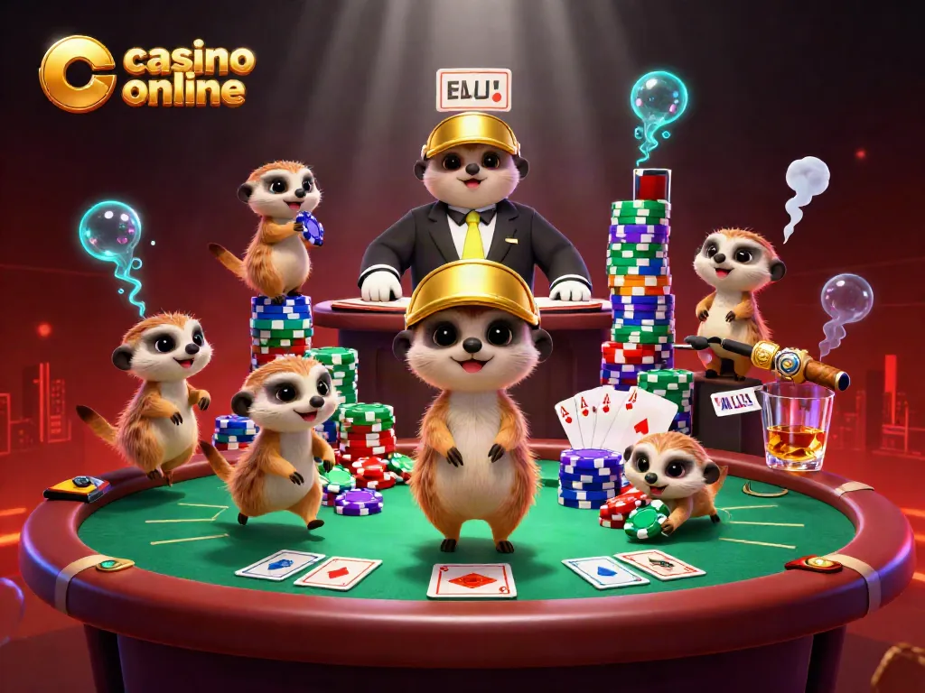 Juego emocionante de casino online con mangostas en acción y muchas fichas de póker brillantes.