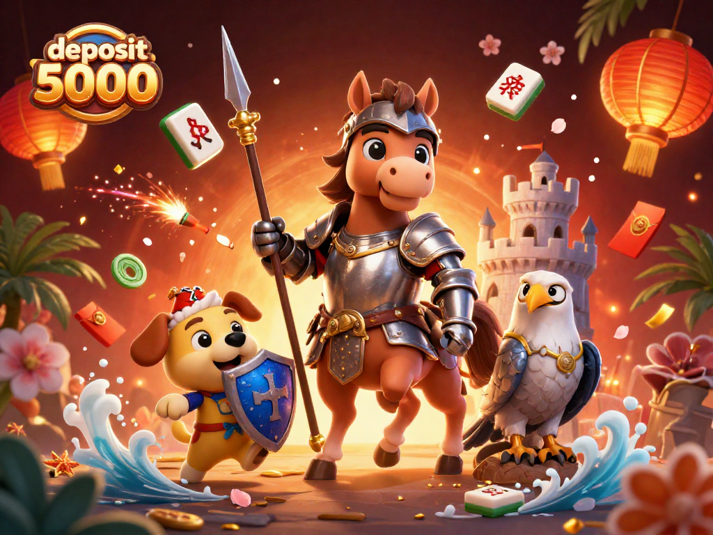 Engage with the thrilling world of deposit 5000 interactive gaming, featuring excited characters and rich casino elements.