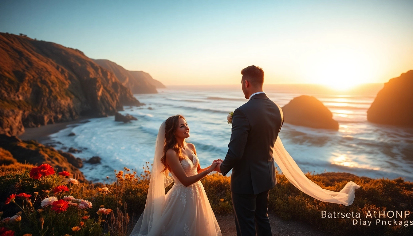 Captivating Big Sur wedding photography of a couple exchanging vows at sunset with cliffs and ocean.