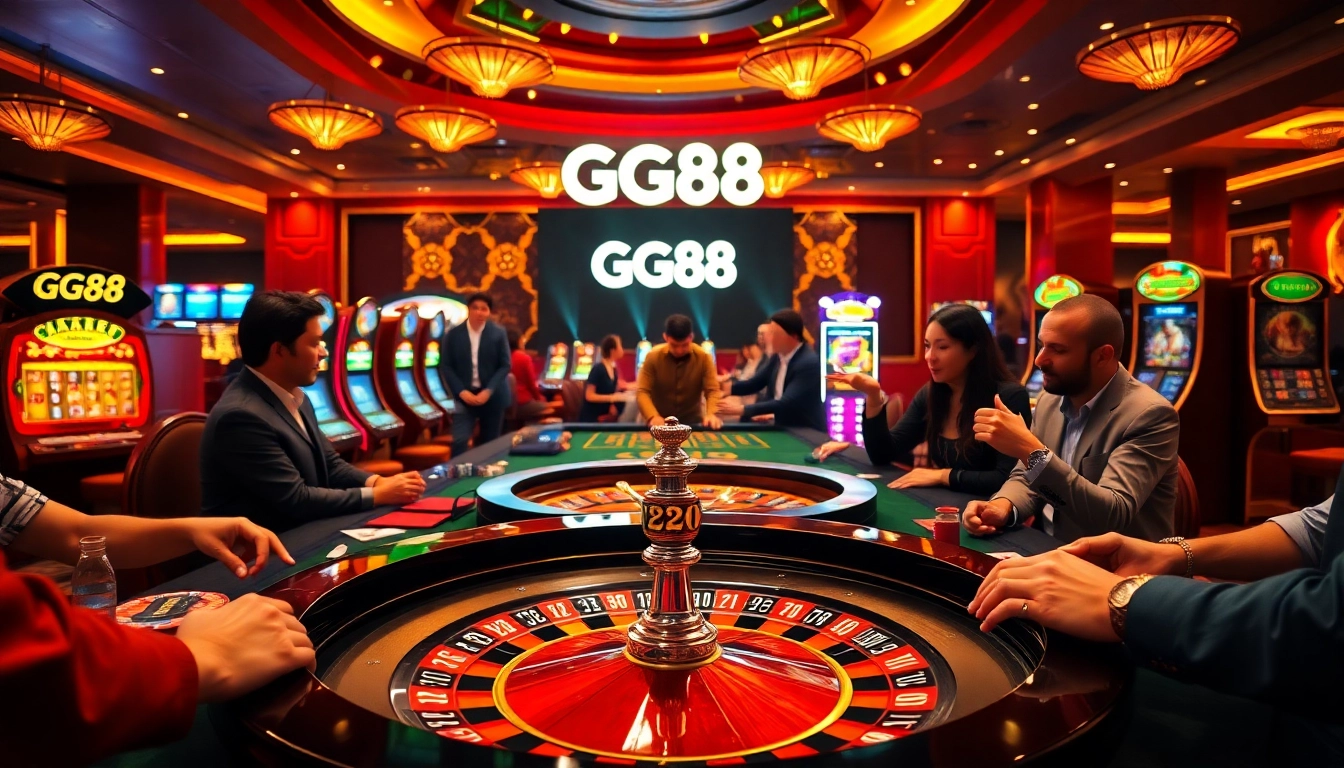 Players enjoying high-stakes gambling at a luxurious table in http://gg88.gold/ casino.