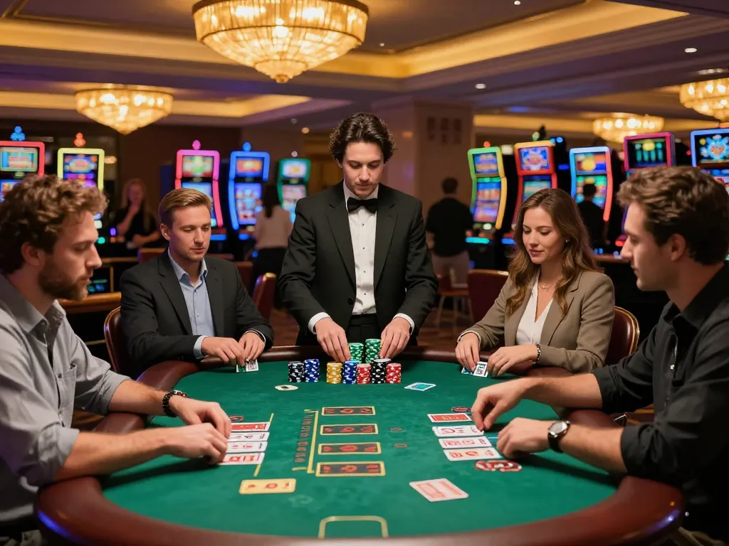 Engaged players at a blackjack table while enjoying the sunwinapk online gaming experience.