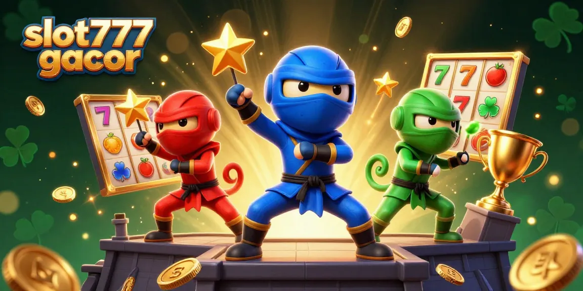 Rasakan keseruan slot777 gacor dengan chameleon ninja bertarung untuk jackpot dalam ilustrasi 3D yang penuh warna.