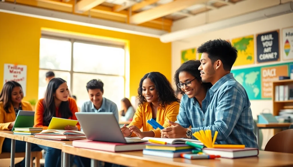 Students collaborating on a project, showcasing the importance of Education in diverse learning environments.