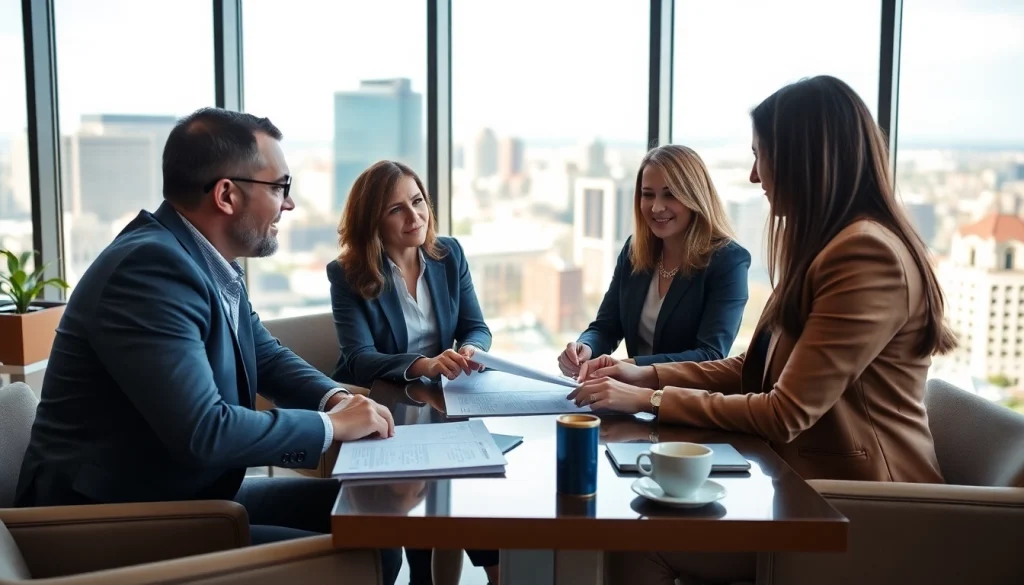 Engaging estate planning San Antonio consultation with clients in a modern office.