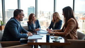 Engaging estate planning San Antonio consultation with clients in a modern office.