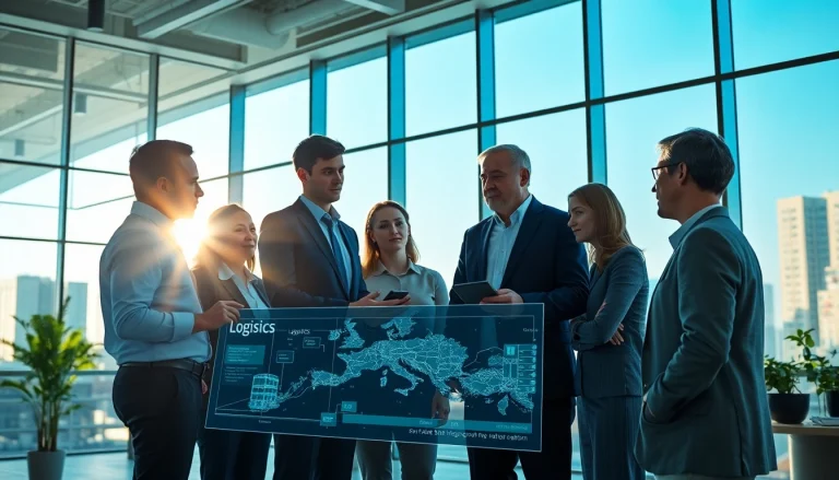 Engaging professionals solving challenges in Real Estate & Logistics during a dynamic team meeting.