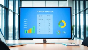 Analyze competitor pricing through a professional digital chart in a bright office.