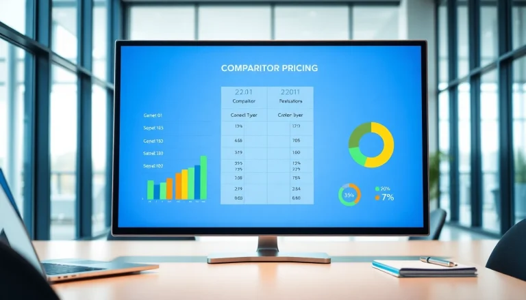 Analyze competitor pricing through a professional digital chart in a bright office.