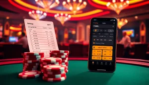 Engaging online gambling scene focused on đá gà 6789 net with vibrant betting slips and poker chips.