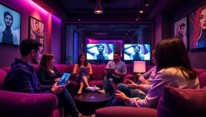 Engaging adults in a cozy chat room setting for sex chat interactions.